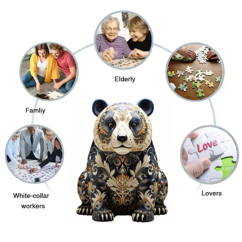 Panda Natural Wood Jigsaw Puzzle