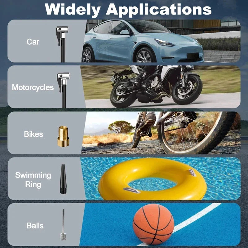 EAFC Portable Tire Inflator Rechargeable Electric Inflator For Car Bicycle Digital Air Compressor Football Ball Inflator Pump
