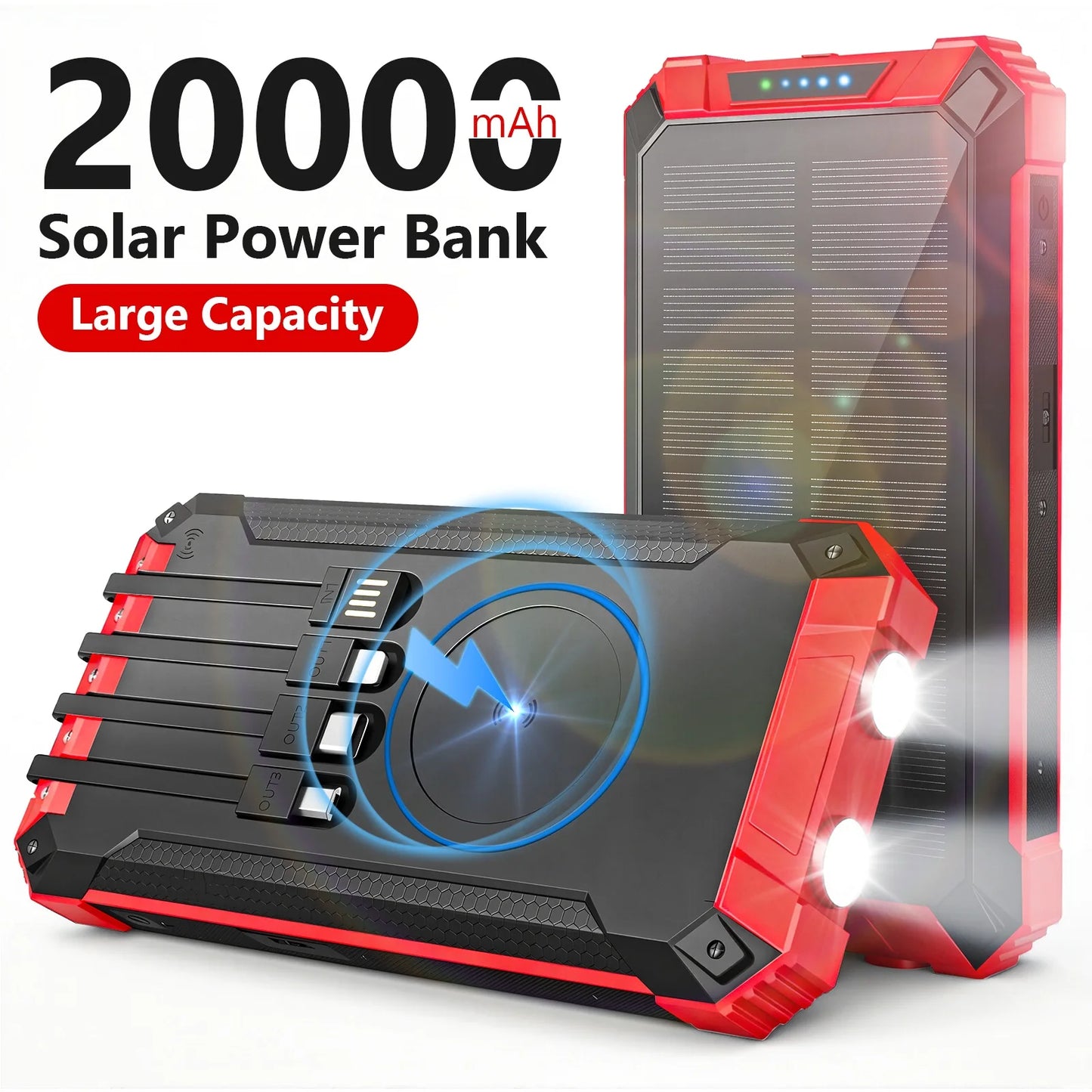 Portable Solar Power Bank Wireless Charging