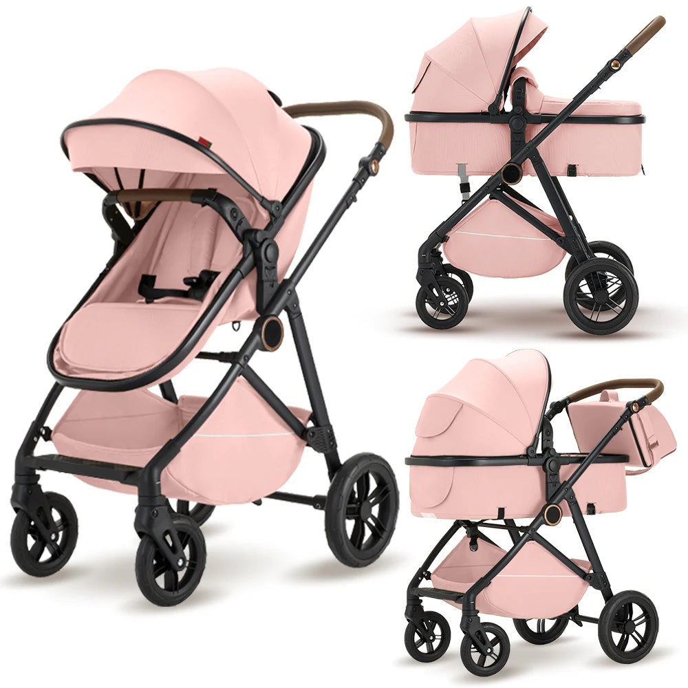 2 in 1 Baby Stroller Foldable  Adjustable Canopy