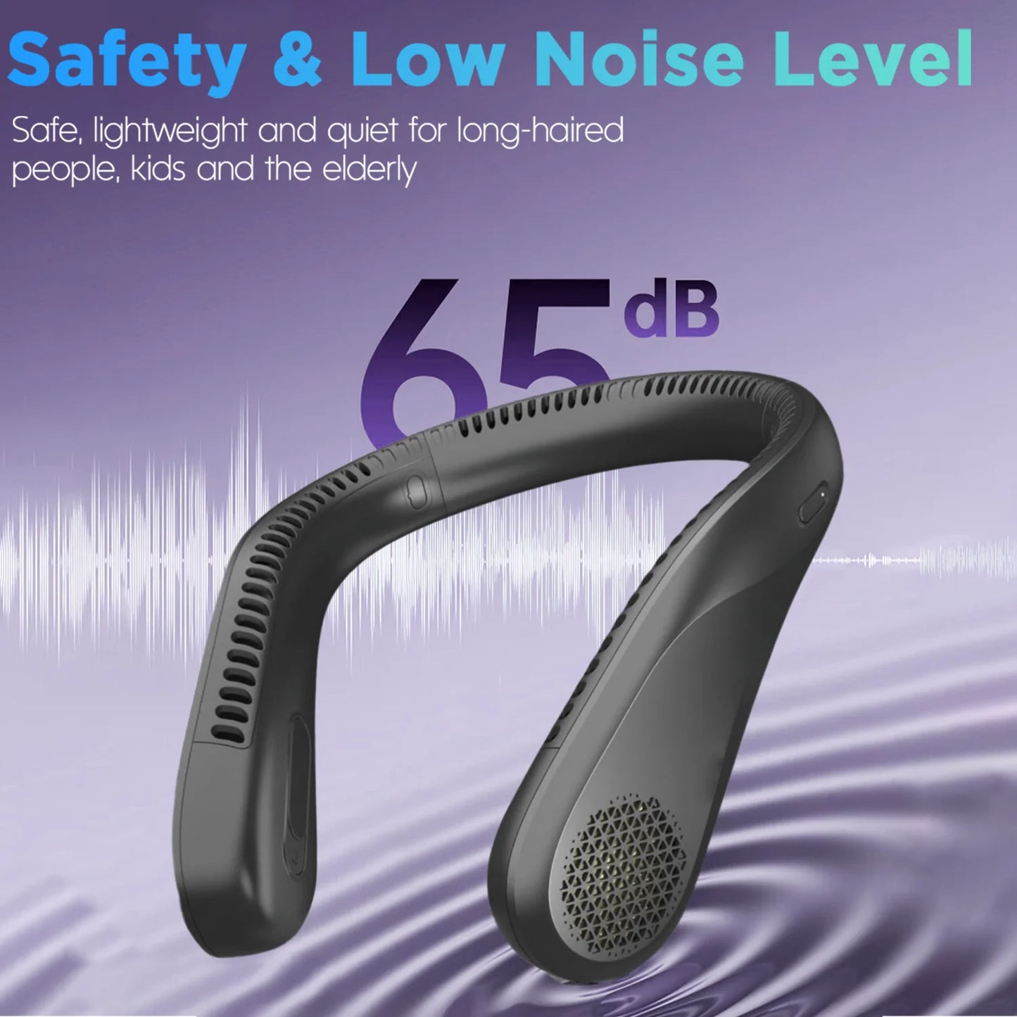 Portable Neck Fan, Rechargeable with 4 Speeds