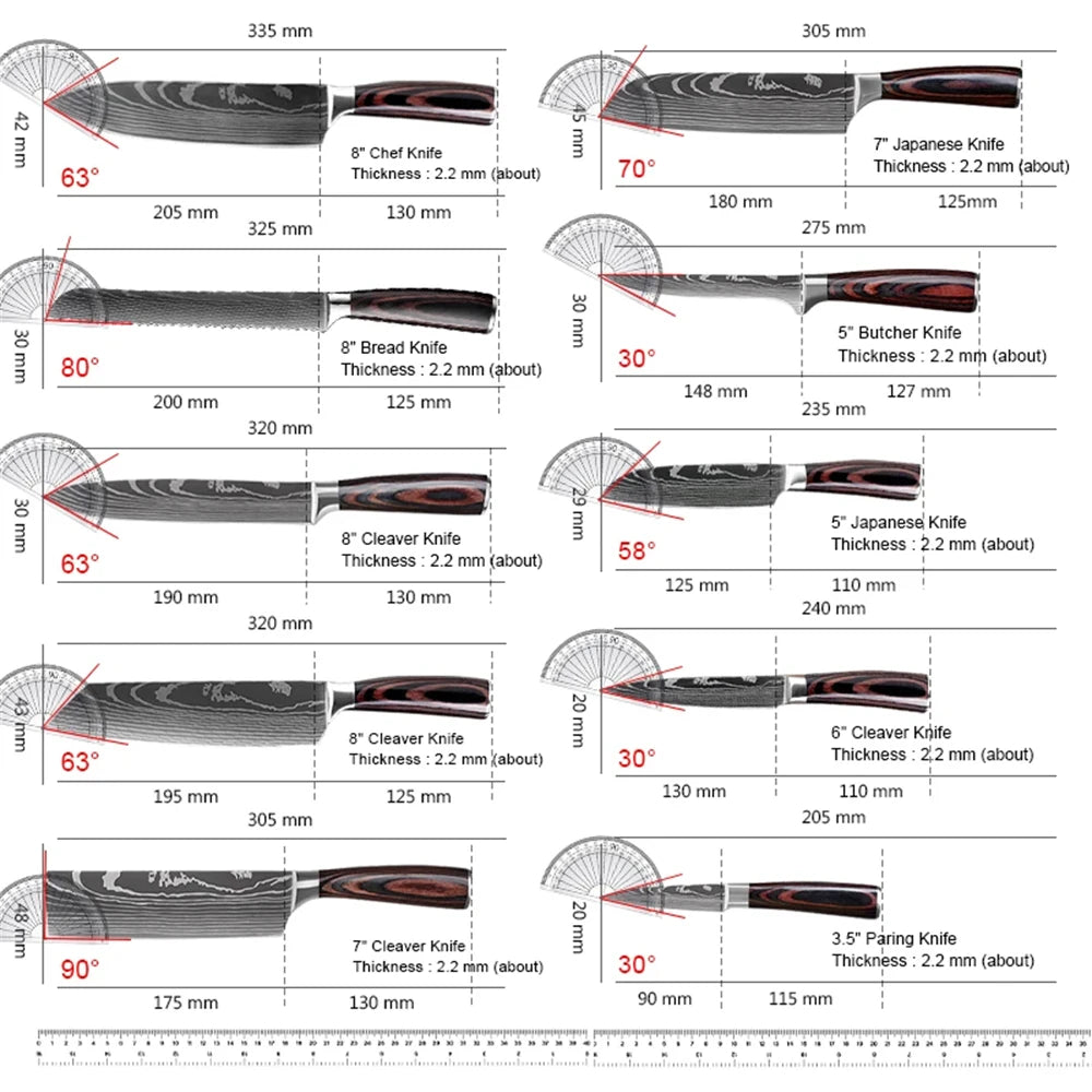 Kitchen Knife Set Damascus Stainless Steel