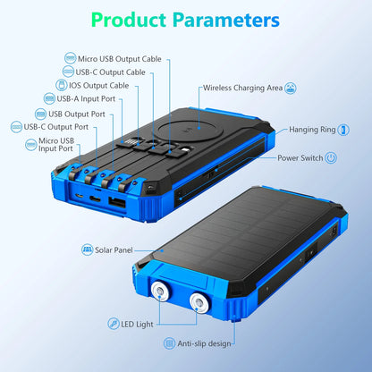 Portable Solar Power Bank Wireless Charging