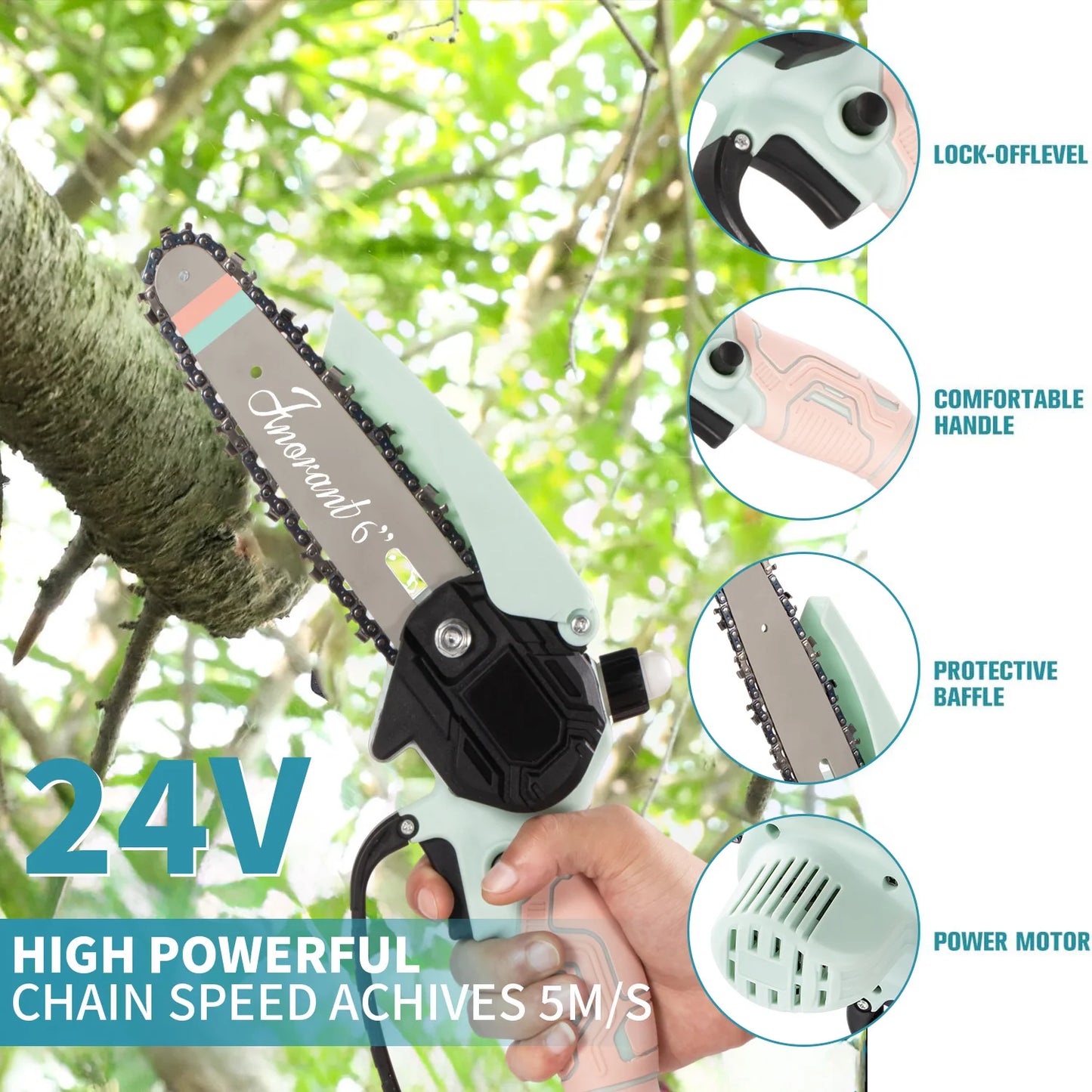 Mini Chainsaw Cordless Electric with 2 Batteries