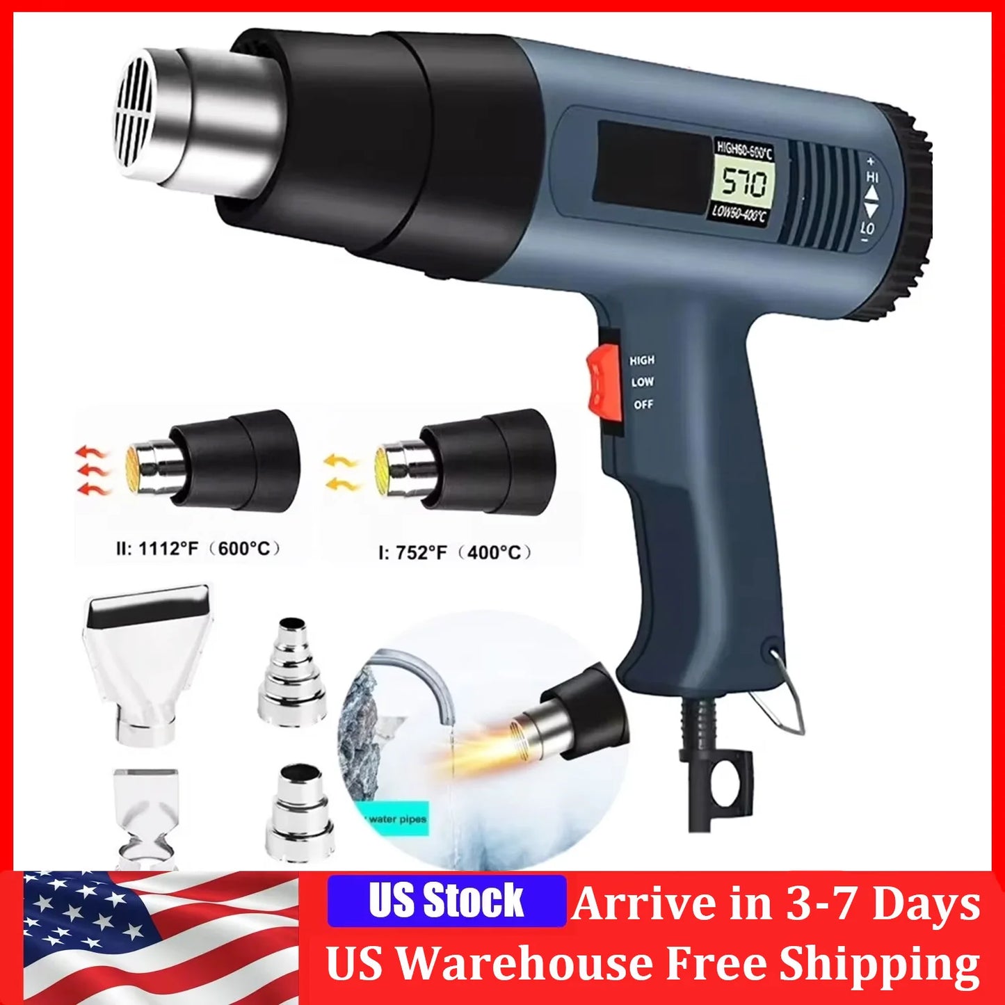2000W Electric Heat Gun With LCD Display