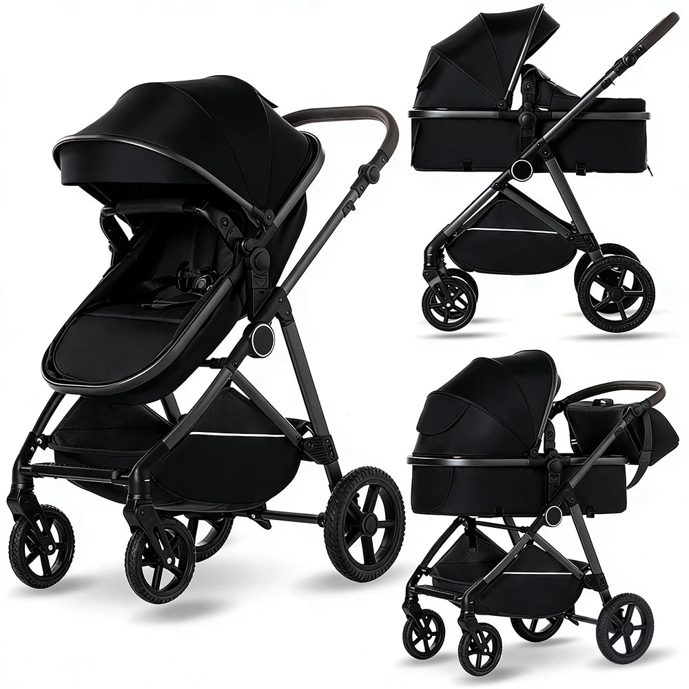 2 in 1 Baby Stroller Foldable  Adjustable Canopy