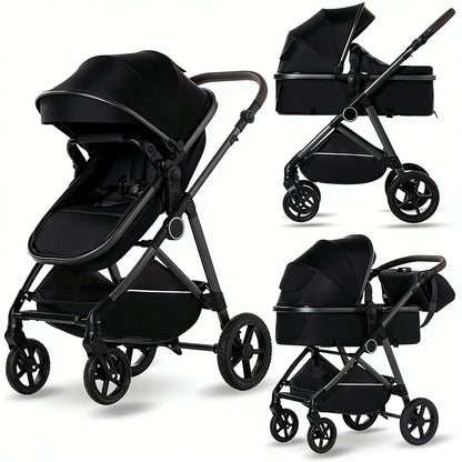 2 in 1 Baby Stroller Foldable  Adjustable Canopy