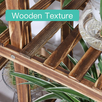 Wood Plant Rack  Rolling Flower Pot Holder