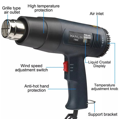 2000W Electric Heat Gun With LCD Display