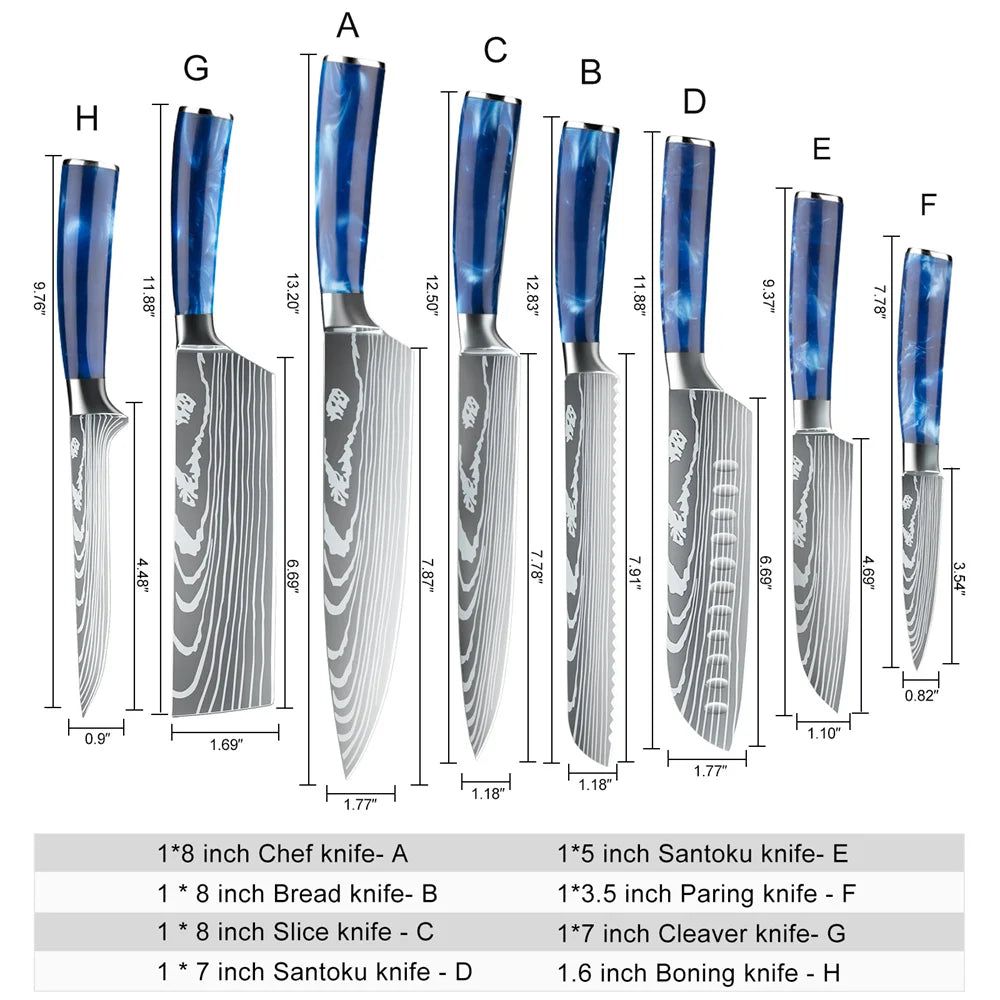 Kitchen Knife Set Damascus Stainless Steel