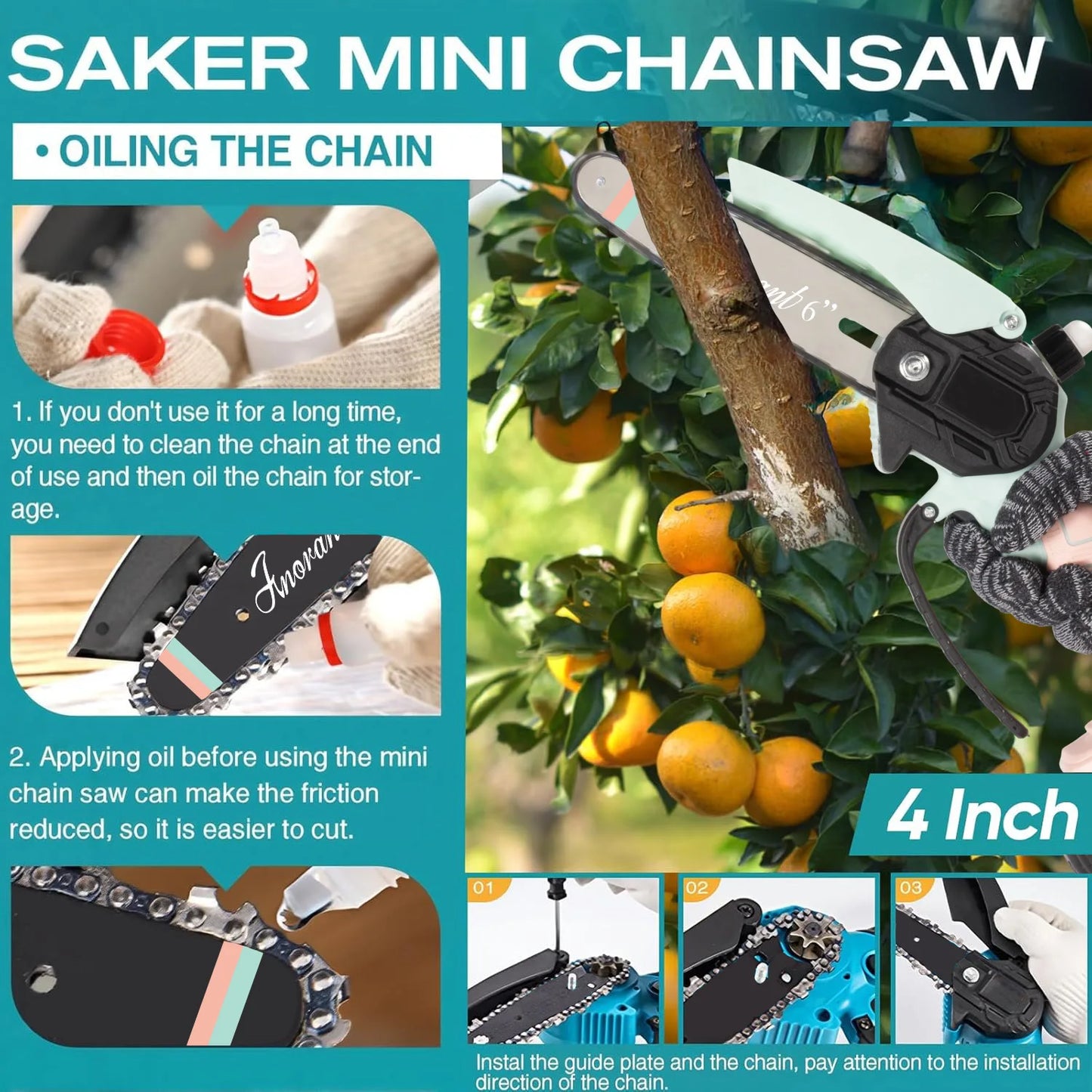 Mini Chainsaw Cordless Electric with 2 Batteries