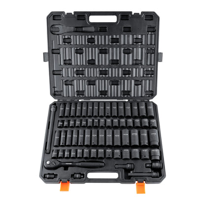 1/2" Drive Impact Socket Set  6 Point Cr-V Alloy Steel