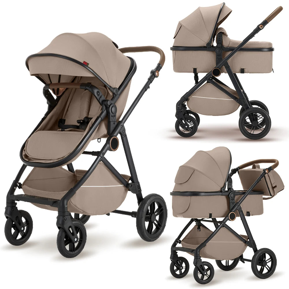 2 in 1 Baby Stroller Foldable  Adjustable Canopy