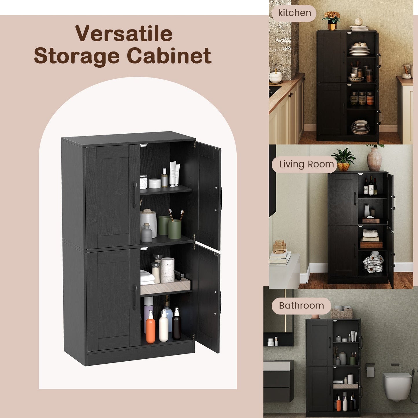 Bathroom Cabinet With Doors And Adjustable Shelves